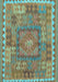 Machine Washable Southwestern Light Blue Country Rug, wshcon2584lblu