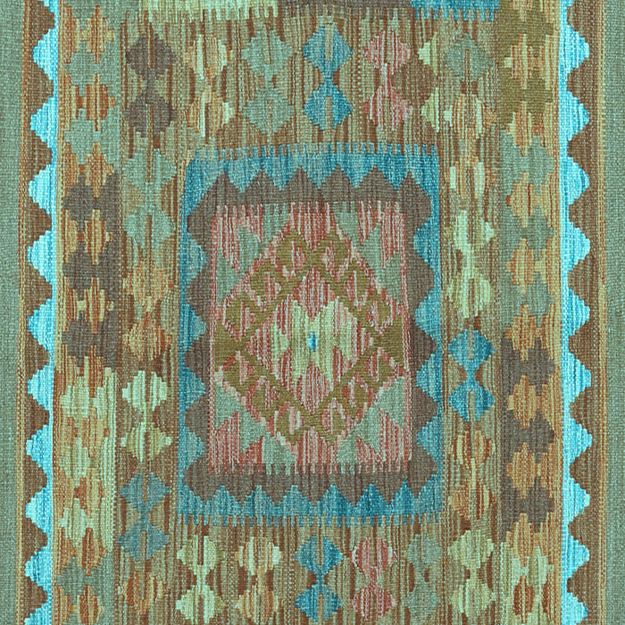 Machine Washable Southwestern Light Blue Country Rug, wshcon2584lblu