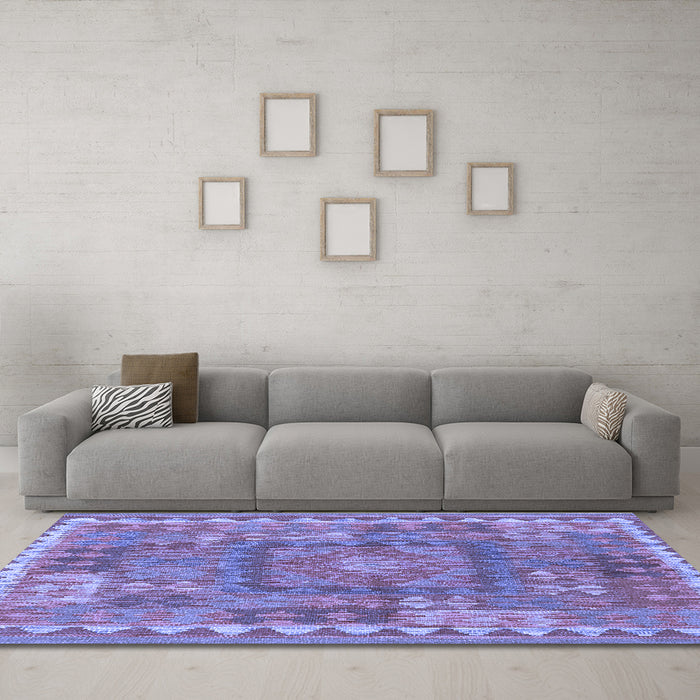 Machine Washable Southwestern Blue Country Rug in a Living Room, wshcon2584blu