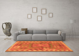Machine Washable Southwestern Orange Country Area Rugs in a Living Room, wshcon2584org