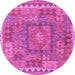 Round Southwestern Purple Country Rug, con2584pur