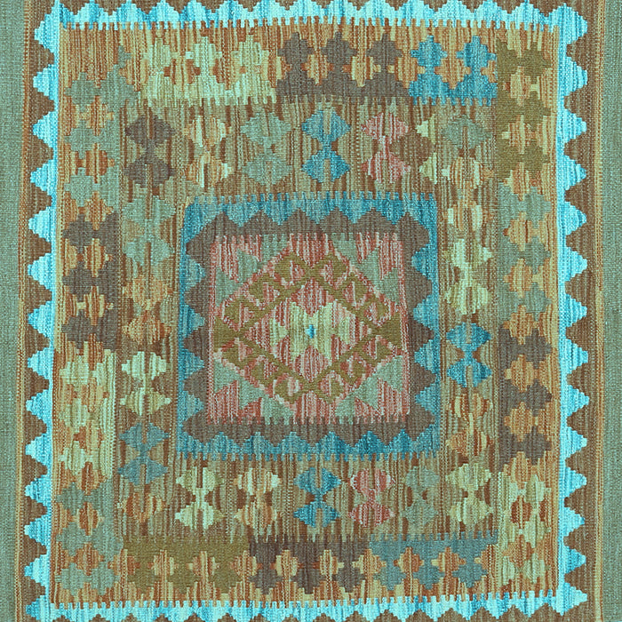 Square Southwestern Light Blue Country Rug, con2584lblu