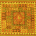 Square Machine Washable Southwestern Yellow Country Rug, wshcon2584yw