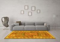 Machine Washable Southwestern Yellow Country Rug, wshcon2584yw