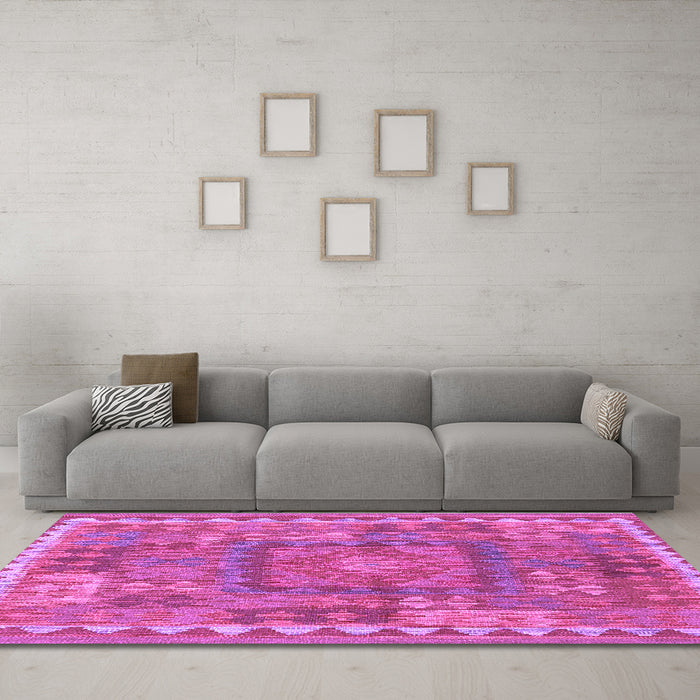Machine Washable Southwestern Purple Country Area Rugs in a Living Room, wshcon2584pur