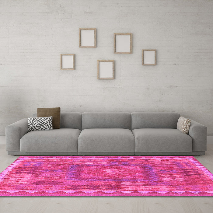 Machine Washable Southwestern Pink Country Rug in a Living Room, wshcon2584pnk