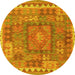 Round Southwestern Yellow Country Rug, con2584yw