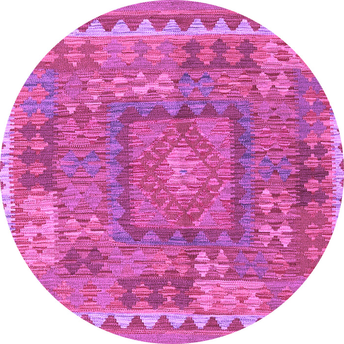 Round Machine Washable Southwestern Purple Country Area Rugs, wshcon2584pur