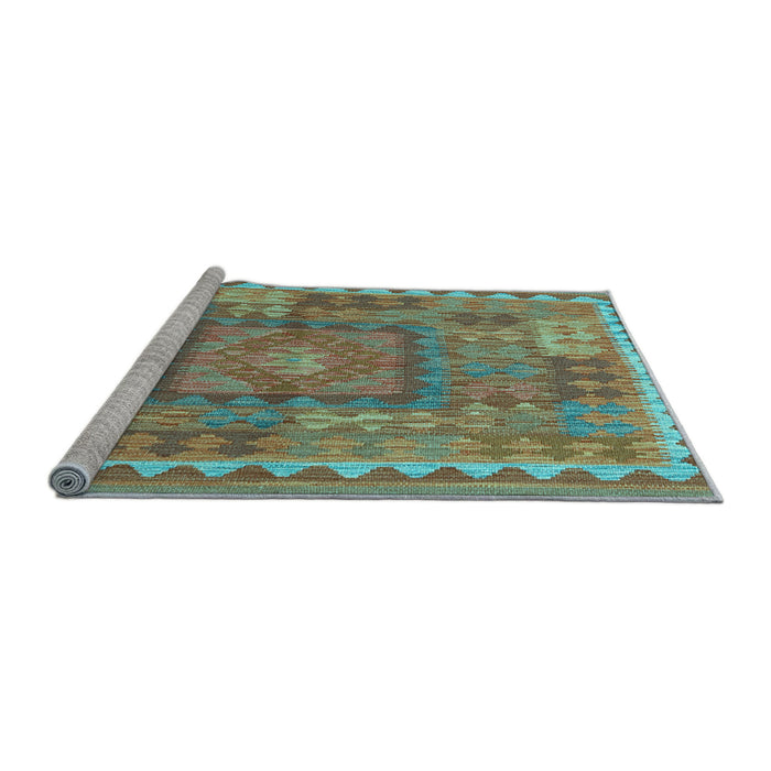 Sideview of Machine Washable Southwestern Light Blue Country Rug, wshcon2584lblu