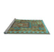 Sideview of Machine Washable Southwestern Light Blue Country Rug, wshcon2584lblu