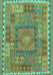 Machine Washable Southwestern Turquoise Country Area Rugs, wshcon2584turq