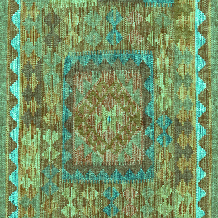 Machine Washable Southwestern Turquoise Country Area Rugs, wshcon2584turq