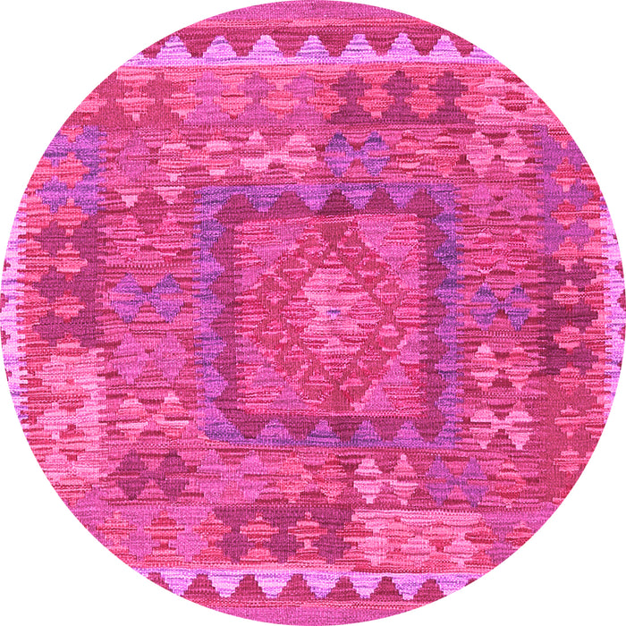Round Machine Washable Southwestern Pink Country Rug, wshcon2584pnk