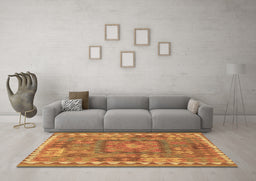Machine Washable Southwestern Brown Country Rug in a Living Room,, wshcon2584brn