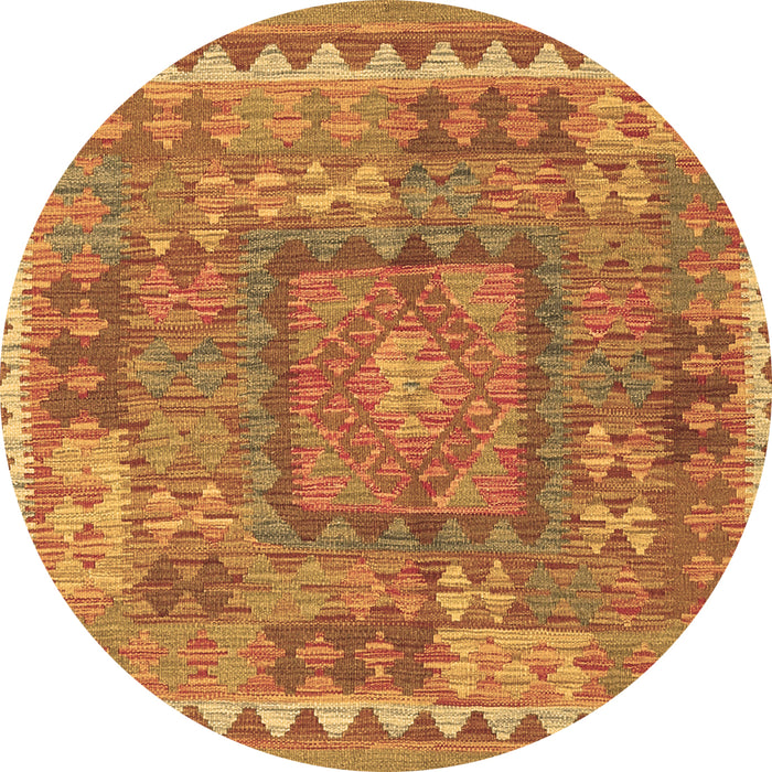 Round Machine Washable Southwestern Brown Country Rug, wshcon2584brn