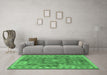 Machine Washable Southwestern Emerald Green Country Area Rugs in a Living Room,, wshcon2584emgrn