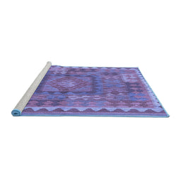 Sideview of Machine Washable Southwestern Blue Country Rug, wshcon2584blu