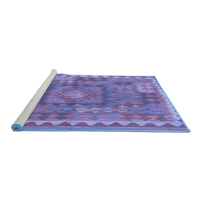 Sideview of Machine Washable Southwestern Blue Country Rug, wshcon2584blu