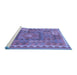 Sideview of Machine Washable Southwestern Blue Country Rug, wshcon2584blu