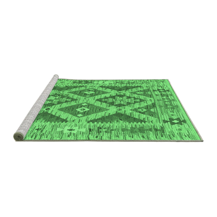 Sideview of Machine Washable Abstract Emerald Green Contemporary Area Rugs, wshcon2585emgrn