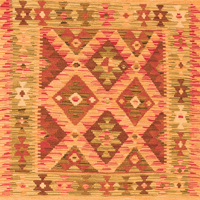 Round Machine Washable Abstract Orange Contemporary Area Rugs, wshcon2585org