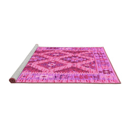 Sideview of Machine Washable Abstract Pink Contemporary Rug, wshcon2585pnk