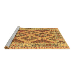 Sideview of Machine Washable Abstract Brown Contemporary Rug, wshcon2585brn