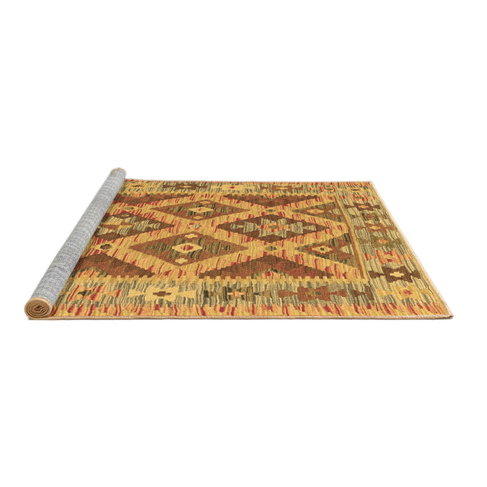 Sideview of Machine Washable Abstract Brown Contemporary Rug, wshcon2585brn