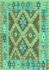 Abstract Turquoise Contemporary Rug, con2585turq