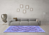 Machine Washable Abstract Blue Contemporary Rug, wshcon2585blu