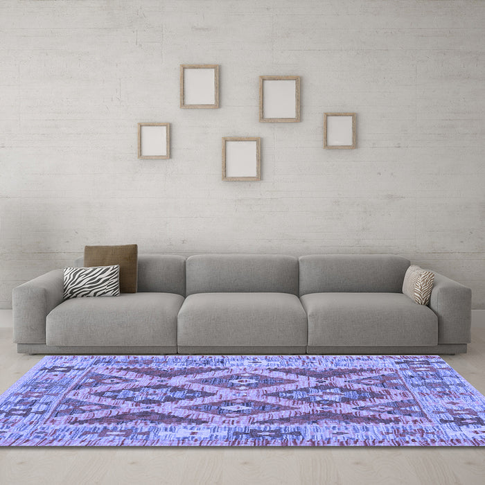 Machine Washable Abstract Blue Contemporary Rug in a Living Room, wshcon2585blu