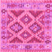 Square Machine Washable Abstract Pink Contemporary Rug, wshcon2585pnk