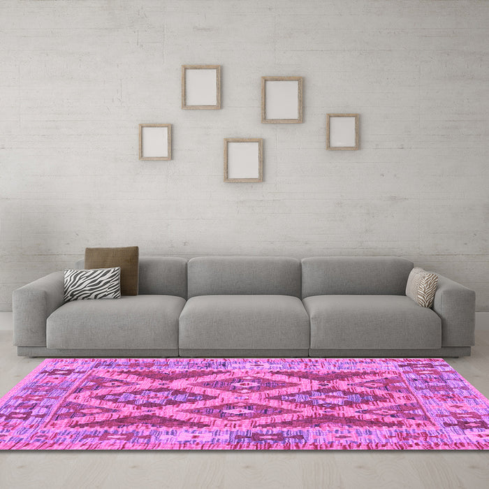 Machine Washable Abstract Purple Contemporary Area Rugs in a Living Room, wshcon2585pur