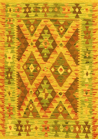 Abstract Yellow Contemporary Rug, con2585yw