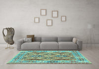 Machine Washable Abstract Light Blue Contemporary Rug, wshcon2585lblu