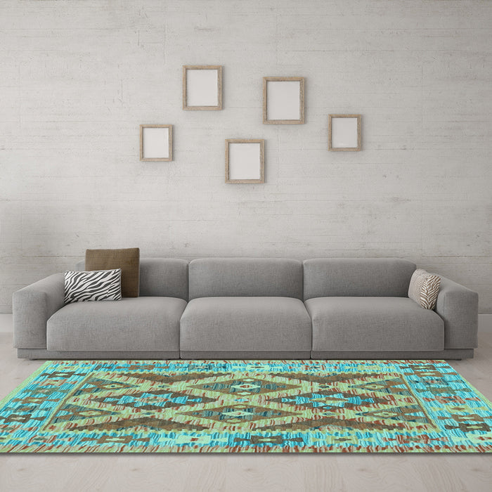 Machine Washable Abstract Light Blue Contemporary Rug in a Living Room, wshcon2585lblu