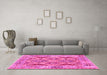 Machine Washable Abstract Pink Contemporary Rug in a Living Room, wshcon2585pnk