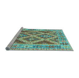 Sideview of Machine Washable Abstract Light Blue Contemporary Rug, wshcon2585lblu