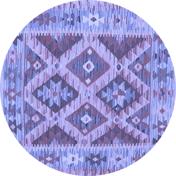 Round Abstract Blue Contemporary Rug, con2585blu