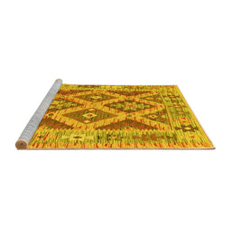 Sideview of Machine Washable Abstract Yellow Contemporary Rug, wshcon2585yw