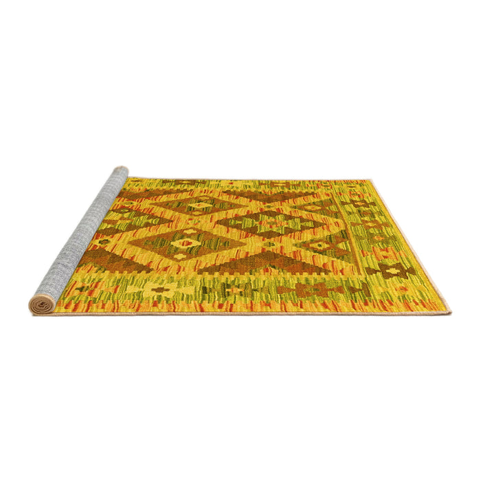 Sideview of Machine Washable Abstract Yellow Contemporary Rug, wshcon2585yw
