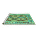 Sideview of Machine Washable Abstract Turquoise Contemporary Area Rugs, wshcon2585turq