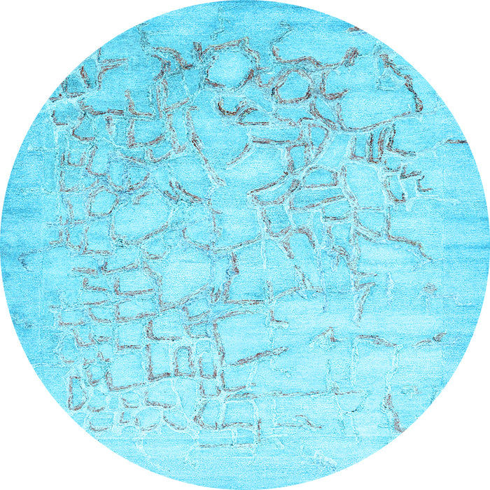 Round Abstract Light Blue Contemporary Rug, con2586lblu