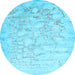 Round Abstract Light Blue Contemporary Rug, con2586lblu