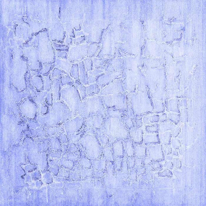 Square Machine Washable Abstract Blue Contemporary Rug, wshcon2586blu