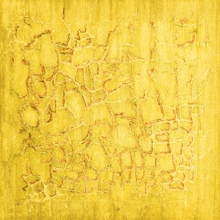 Square Machine Washable Abstract Yellow Contemporary Rug, wshcon2586yw