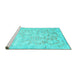 Sideview of Machine Washable Abstract Turquoise Contemporary Area Rugs, wshcon2586turq