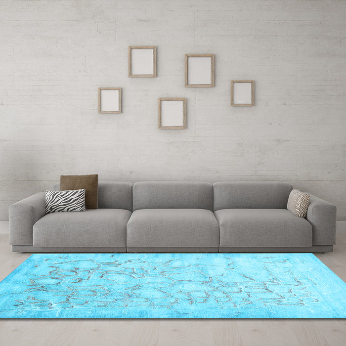 Machine Washable Abstract Light Blue Contemporary Rug in a Living Room, wshcon2586lblu