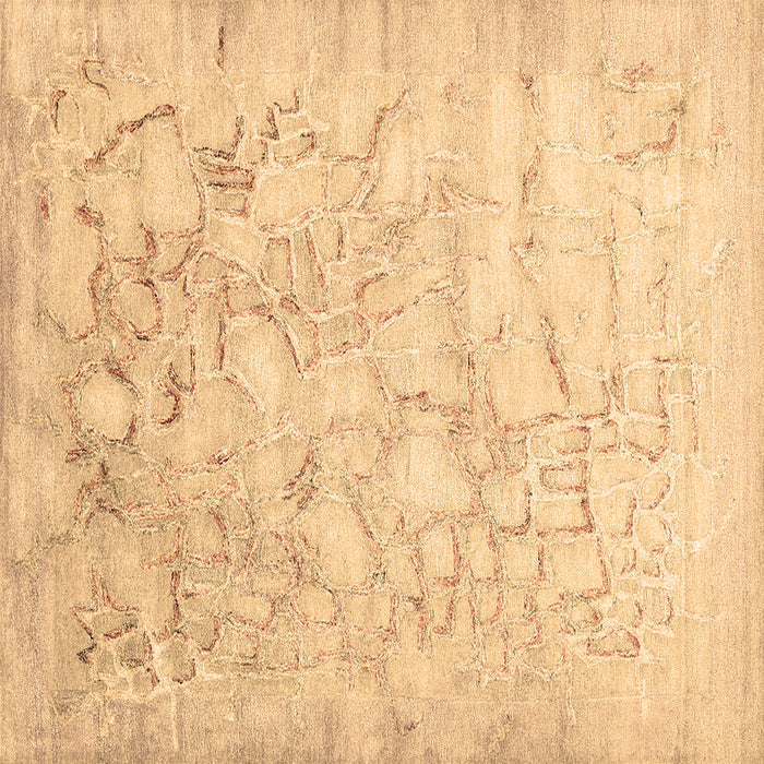 Square Machine Washable Abstract Brown Contemporary Rug, wshcon2586brn