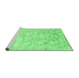 Sideview of Machine Washable Abstract Emerald Green Contemporary Area Rugs, wshcon2586emgrn